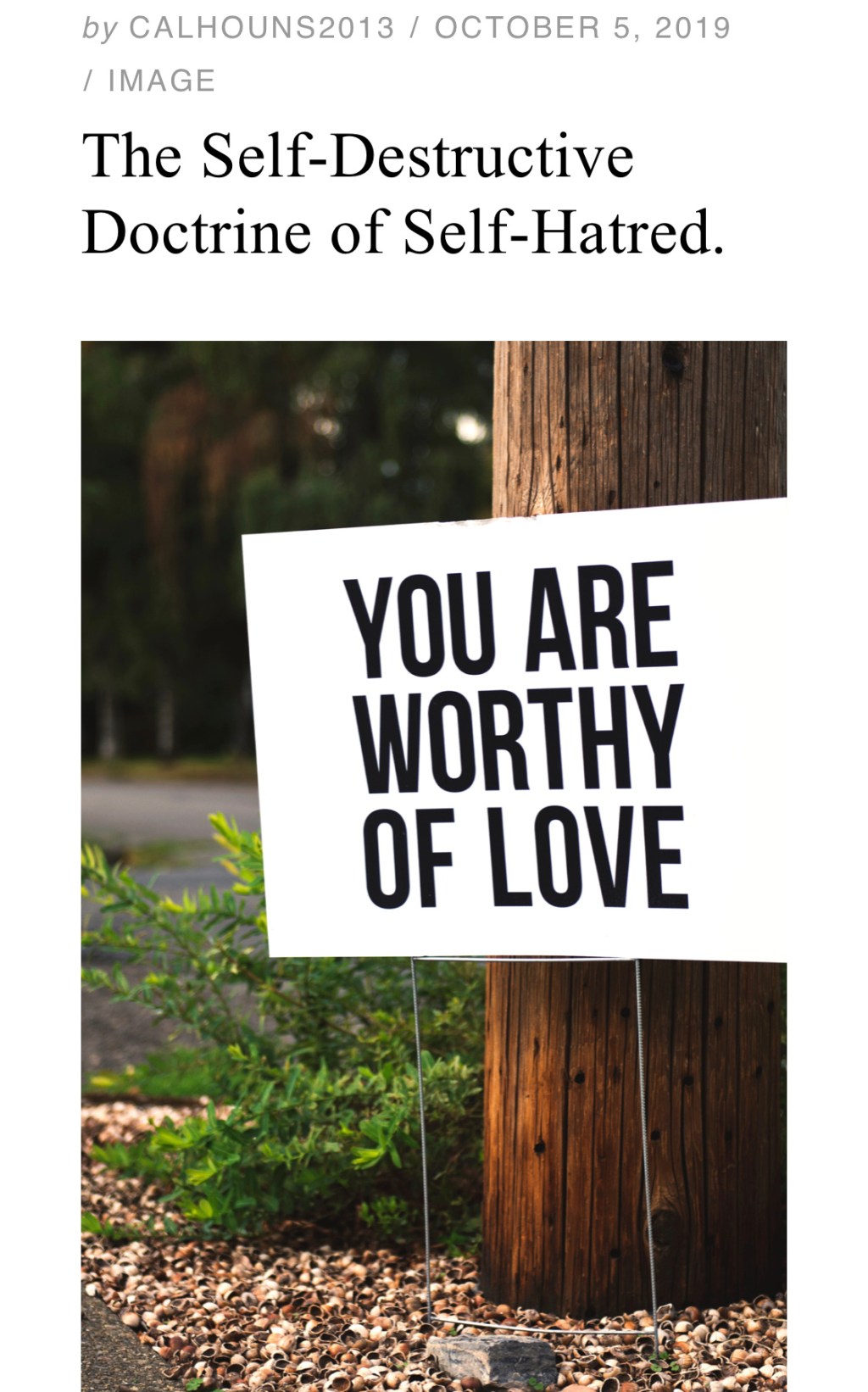 The Self-Destructive Doctrine of Self-Hatred.